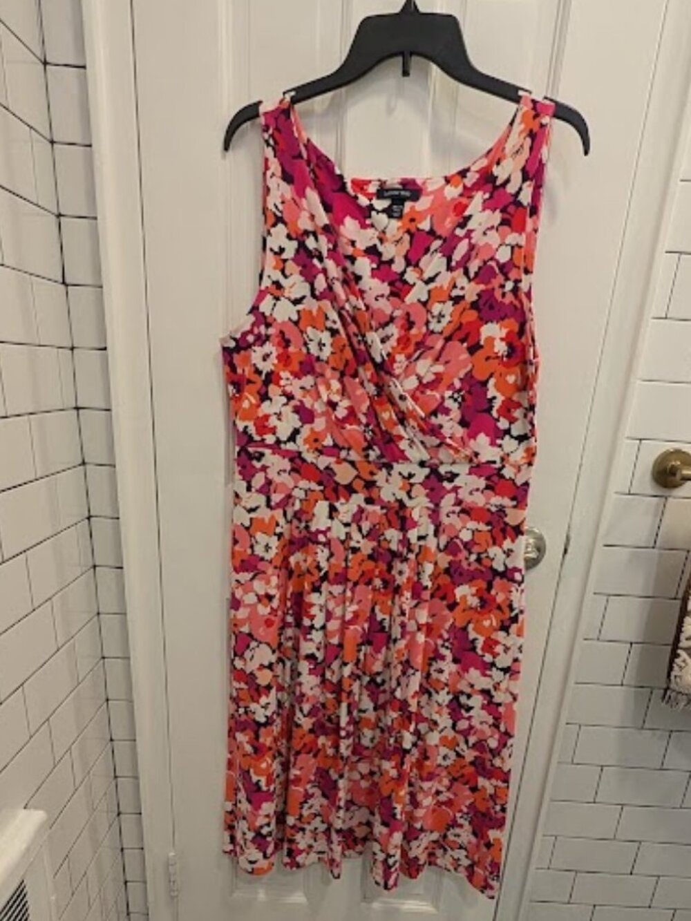 Lands' End knee length sleeveless floral faux wrap Size M Tall